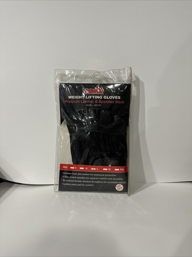 Power Weight Lifting Gloves Premium Leather & Spandex Back sz Large - Picture 1 of 2