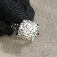 David Yurman 14mm Pave Diamond Chatelaine Ring Size 7 Sterling Silver