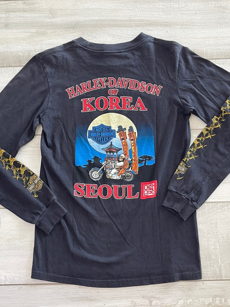 ★Harley Davidson★ No1 MKE SEOUL T-shirt Navy HH15111303 Harley Davidson Of Korea Seoul Long Sleeve Mens Tshirt Top