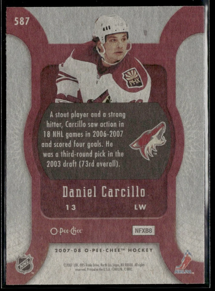2007-08 O-Pee-Chee Daniel Carcillo Rookie #587 - Image 2 of 2