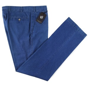 295-NWT-SARTORE-Denim-Blue-Lightweight-Cotton-Flat-Front-Dress-Pants-50-34