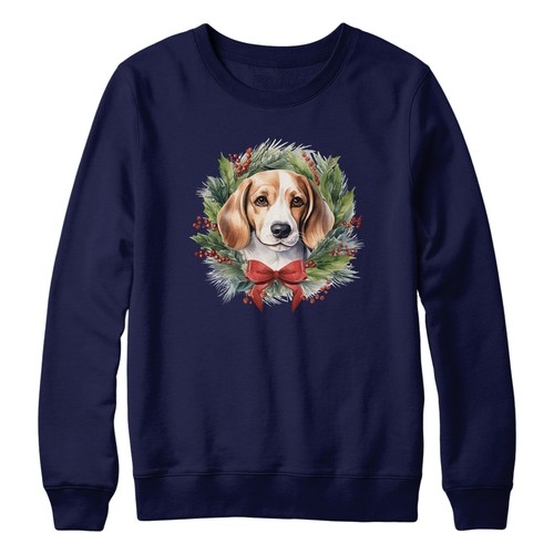 Christmas Beagle Jumper For Kids Wreath Sweatshirt Funny Boy Girl Xmas Day - Picture 8 of 11