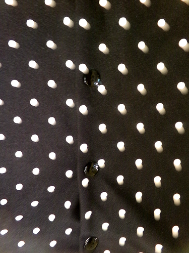 JENNY POLYESTER MIDI-LENGTH DRESS - BLACK w/WHITE POLKA DOTS - 16 - Picture 9 of 10