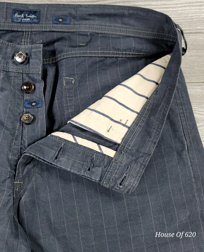 Paul Smith Jeans Cotton Trousers Pants 34x28 Gray Tattersall Check Button Fly - Picture 5 of 18