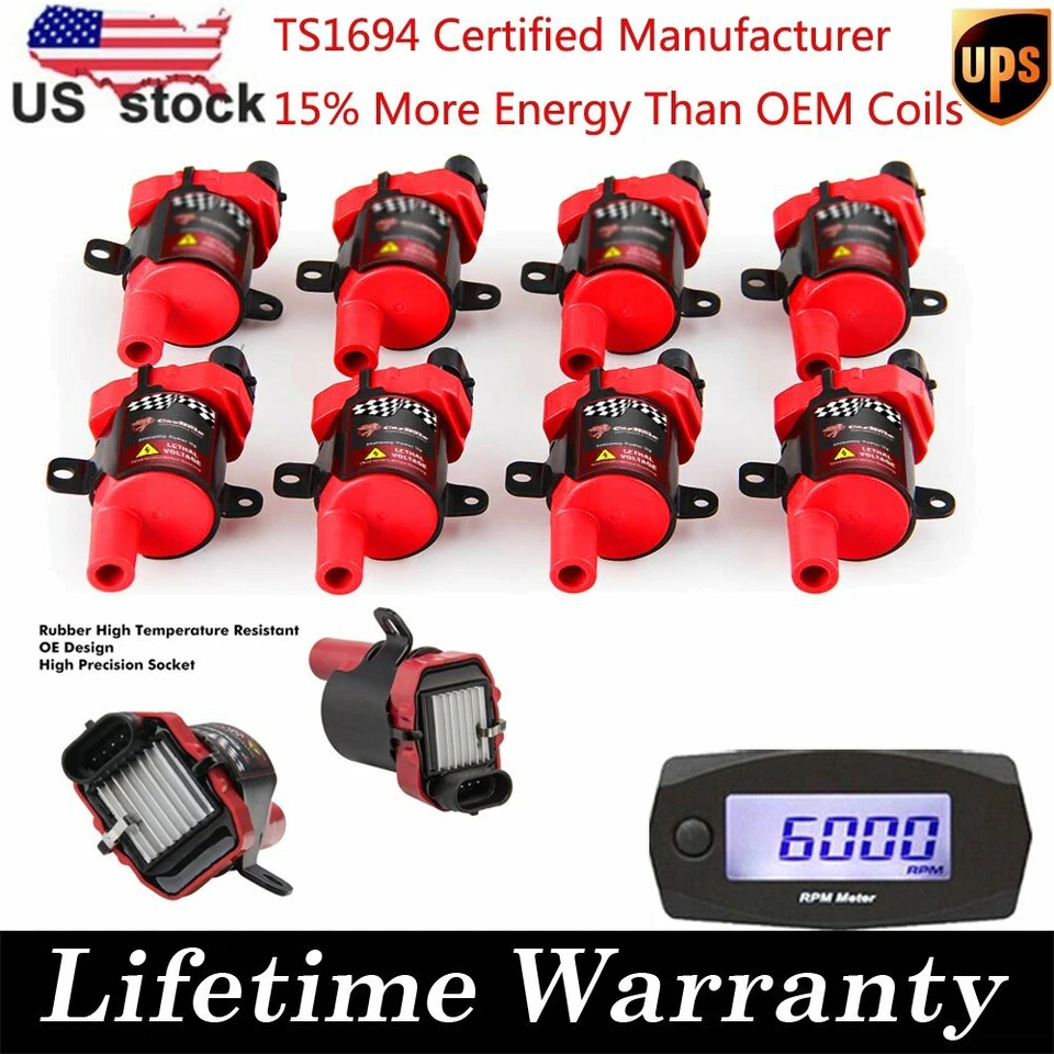 8 Pack Ignition Coils For Chevy Silverado 1500 2500 4.8L 5.3L 6L V8 D585 UF-262 - Image 2 of 4