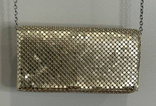 Jessica McClintock Gold Mesh Small Purse Evening Event Bag Long Chain