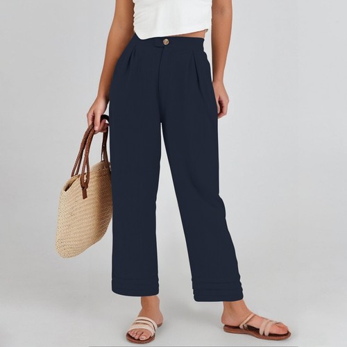 Womens Work Office Dress Pants Pocket Lounge Ankle Pants Casual Baggy Trousers - Picture 4 of 37