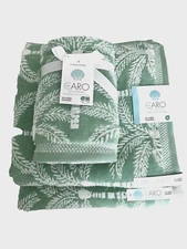 CARO PALM TREE - BATH HAND TOWELS SET OF 4 - SEAFOAM GREEN - NEW