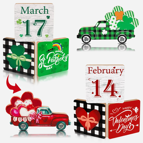 4PCS Valentines Day Decorations/St.Patricks Day Decor for the Home Reversible Ta - Picture 12 of 12
