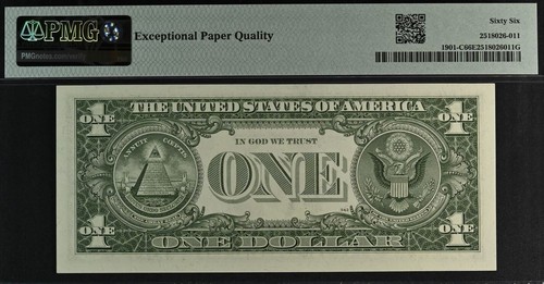 1963A $1 Federal Reserve Note Philadelphia PMG 66EPQ gem low serial number 05219 - Picture 3 of 3