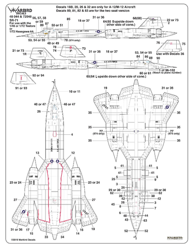 Warbird 48044 1/48 Sr-71 Amsel allgemeine Markierungen/Schablonen Aufkleber - Bild 2 von 3
