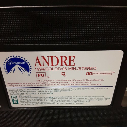 Paramount Family Favorites "ANDRE" base on a true storyVHS, 1995, Rated PG - Picture 5 of 6