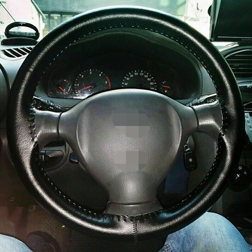 Genuine Leather DIY Car Steering Wheel Cover Anti-slip For 15\"/38 cm Black us - Bild 5 von 5