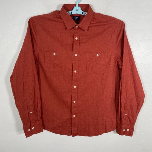 Untuckit Hemd Herren Large Orange Slim Fit Knopfleiste Langarm Hemsworth