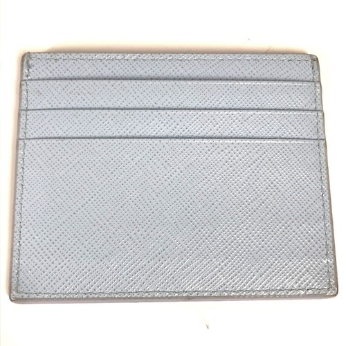 PRADA Embossed logo Business Card Holder Pass Case Card Case Leather Light blue - Picture 5 of 9