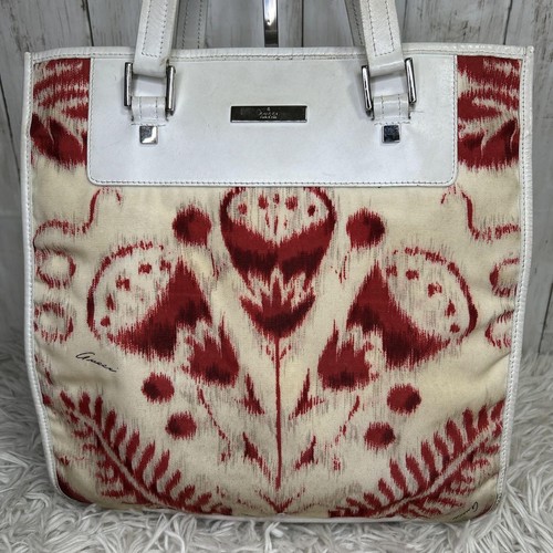 Gucci Nylon Tote Bag Auth Beige Red Medium Women From Japan - Picture 3 of 20