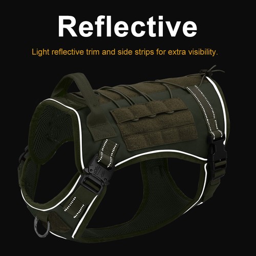Tactical Dog Harness&Collar&Lead set Reflective No-pull Pet Military Molle Vest - Picture 7 of 35