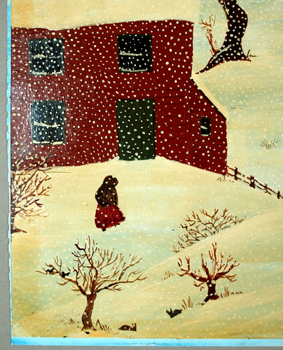 Leslie Stafford (1949–2024) Naïve Folk Oil Painting Snowy landscape - Picture 6 of 7