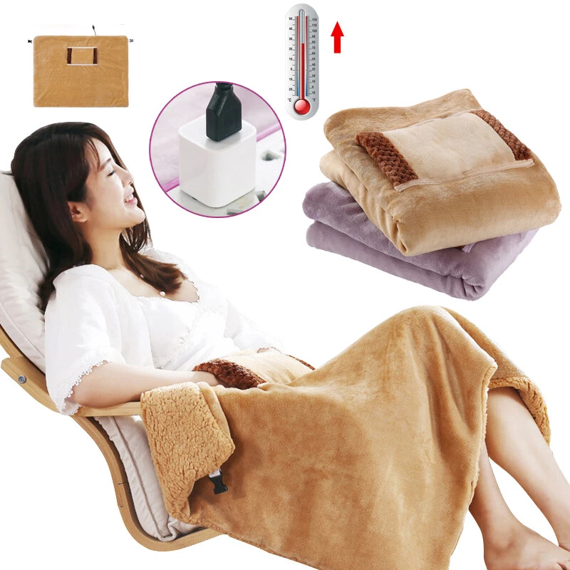 USB Heated Electric Warming Shawl Lap Blanket Heated Throw Heating Neck  Poncho | eBay