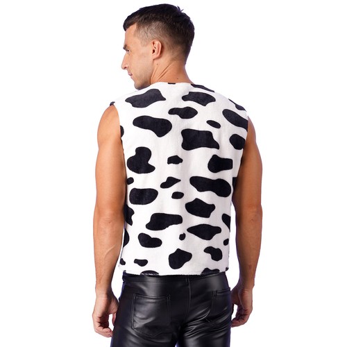 Costume cosplay uomo mucca stampa gilet flanella aperto davanti cardigan top - Foto 15 di 27