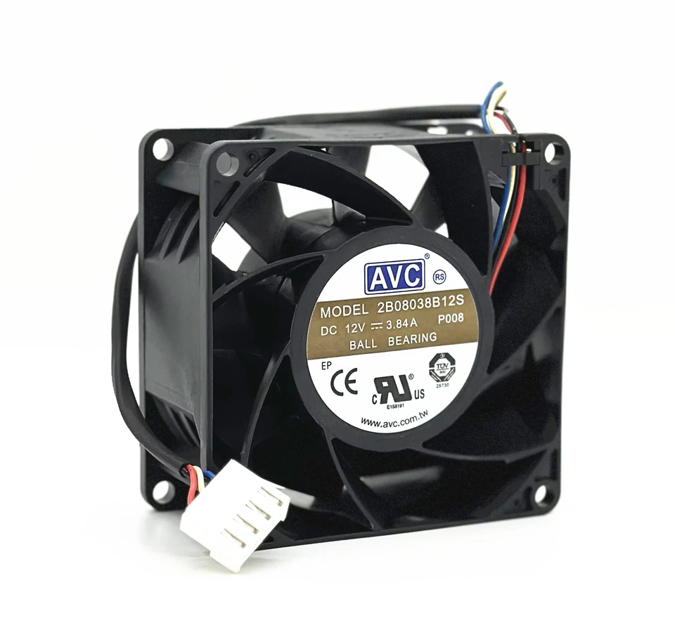 AVC 2B08038B12S 12V 3.84A 8038 8CM 4-pin PWM Server High Air Volume Fan  - Image 2 of 4