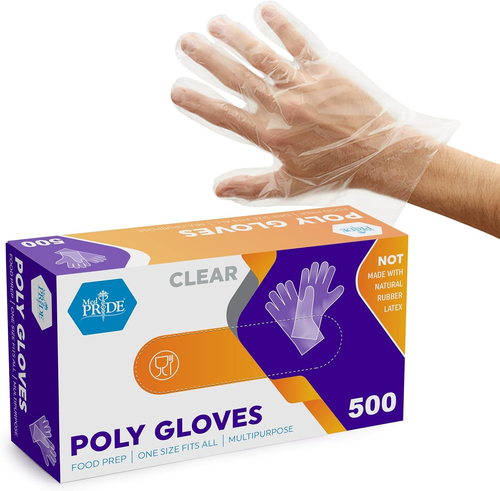 MED PRIDE Clear Food-Prep Poly Gloves |Multipurpose Latex-Free Disposable Gloves - Picture 11 of 12