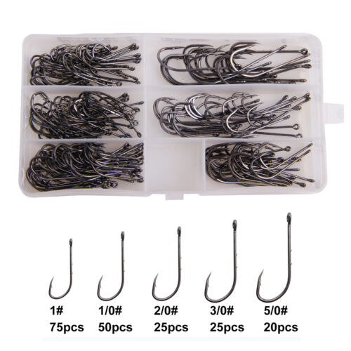 100pcs Baitholder Fishing Hook Jig Hooks Black High Carbon Steel Fishhook 4#-6/0 - Picture 9 of 38