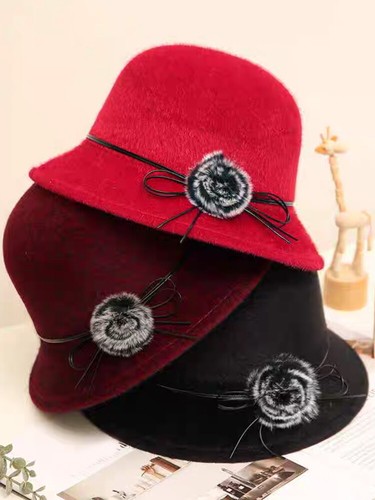 Retro Women Wool Felt Bucket Cap Ladies Cloche Church Bowler Hat Winter Elegant - Picture 20 of 27