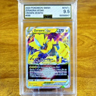 Pokemon SWSH Crown Zenith Zeraora VSTAR 055/159 AGS Mint+ 9.5 Holo
