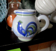 Vintage? Quimper Milk Pitcher Creamer with cute Rooster Botanical Design CUTE !