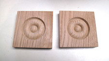 Twelve (12) New Solid Oak Corner Rosettes 11 Pieces 4" x 4" x 8/10"