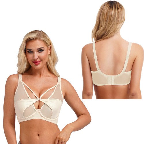 Womens Push Up Bra Mesh Underwire Cut Out Lingerie Tops for Daily Beach Pool - Picture 44 of 60