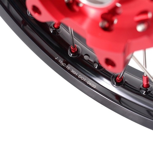 KKE 21/18 OEM Size Wheels Rims Set Fit HONDA XR650L 1993-2024 Red Spoke Nipples - Picture 14 of 14
