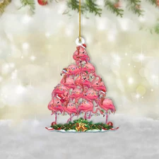 Flamingo Christmas Ornament, Flamingo Xmas Ornament, Flamingo Merry Christmas