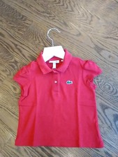 Lacoste Girls' Red Scalloped Collar Mini Piqu Polo 2y PRISTINE