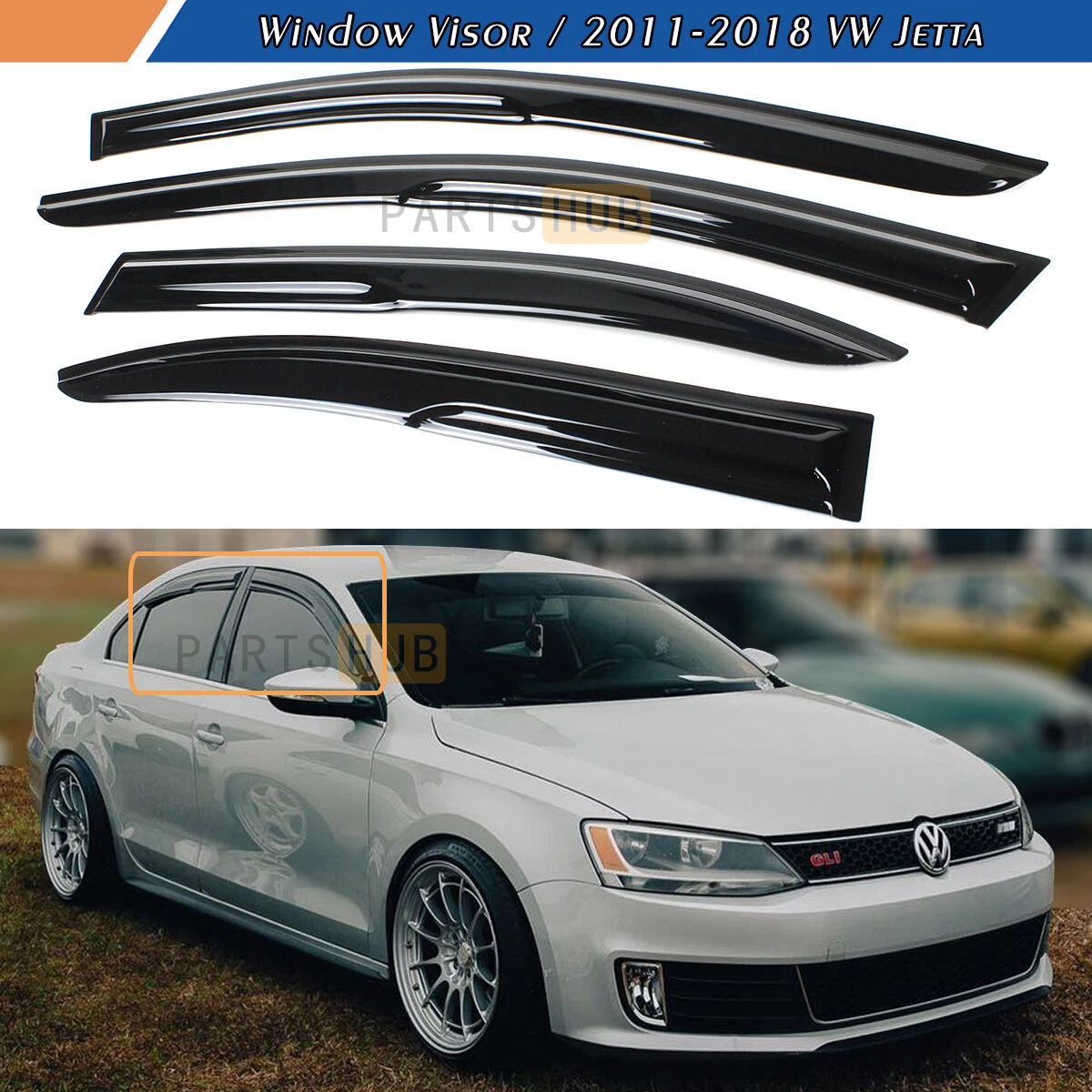 For 2011 2018 VW Jetta MK6 JDM 3D Wavy Mugen Style Window Visors