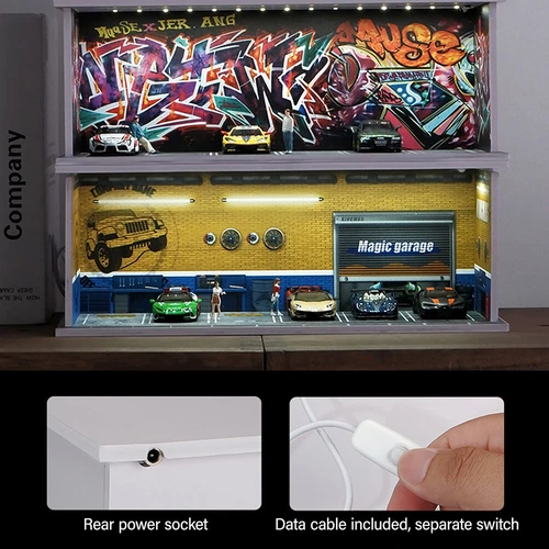 1/64 Diorama Car Garage Model LED Lighting City Parking Lot Scene Model Display - Picture 11 of 42