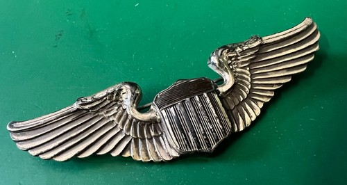 ARMY AIR FORCES STERLING PIN BACK 3 INCH PILOT WINGS-AMCRAFT HM - Picture 1 of 9