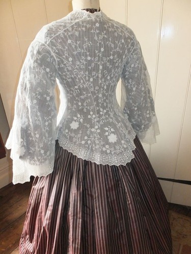 White LACE JACKET BASQUE BODY New Civil War Woman's Size Large - Picture 11 of 11