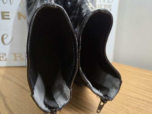 Melrose Faux Patent Leather Boots Black Women's Size 11 Block Heel - Picture 5 of 7