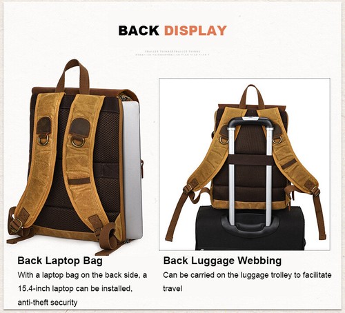 Canvas DSLR Camera Backpack Bag Case Contrast Color Pack For Canon Nikon Sony - Picture 8 of 24