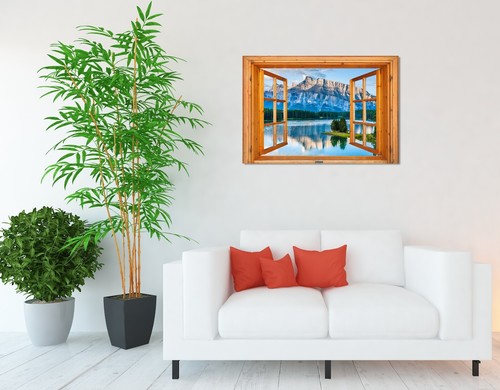 Fensterblick Bergsee 07 Deko Traumdruck Urlaub POSTER / LEINWAND - Bild 3 von 4