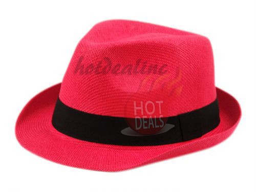 Unisex Adjustable Summer Straw Fedora Hat Trilby Cuban Sun Panama Roll Up Brim - Picture 17 of 17