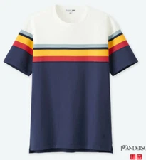 NEW SZ LARGE Uniqlo x JW Anderson Men’s JWA Multi Striped Short-Sleeve T-Shirt