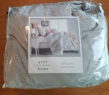 White Peri Home Chenille Lattice 100/% Cotton Duvet Cover Full//Queen