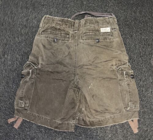 VTG Abercrombie Fitch Cargo Shorts Twill 7 Pocket Dark Brown Sz 28 Heavyweight - Picture 3 of 10