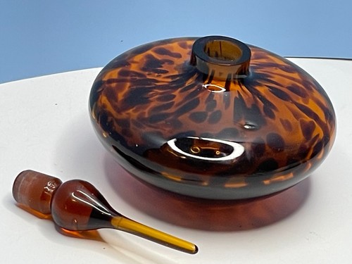 Schildkrötenschale Glas Parfümflasche von Glass Act Studio mit Stopper Art Deco - Bild 3 von 10