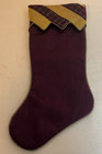 Dark Purple & Gold Christmas Stocking Striped at Top Solid Bottom 17"