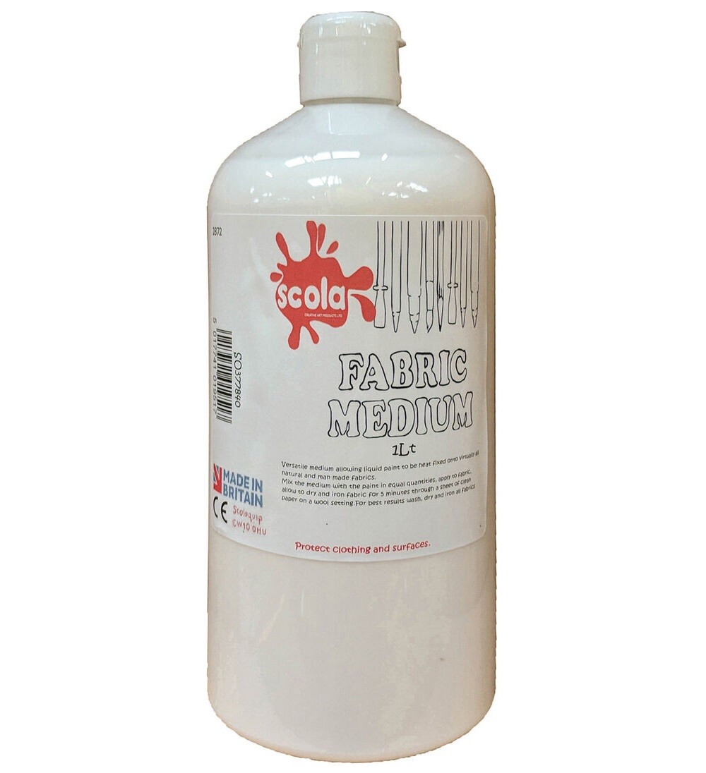 1 LITRE SCOLA FABRIC PAINTING MEDIUM MIX WITH ANY PAINT TO MAKE TEXTILE FRIENDLY