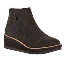 Eileen Fisher Women's Lark Wedge Heel Bootie Black Suede Sz 8.5 New Without Box